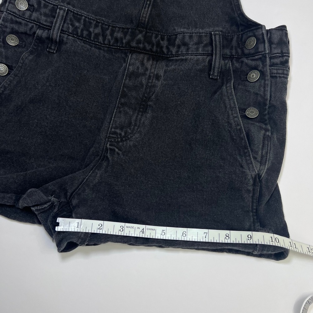 Madewell Adirondack Short Overalls Washed Black Denim Size Medium Bib Shortalls - Picture 8 of 12